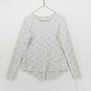 ZYIA White & Black Space Dye Print Split Back Long Sleeve Tops 3277